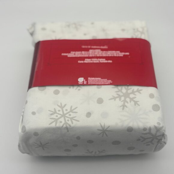 Wondershop Christmas Cotton Sateen Sheet Set - Ivory Snowflake, Twin NEW - Picture 2 of 2